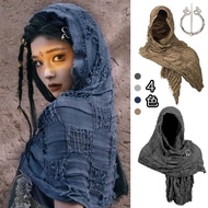 Shawl Battle Damaged Retro Ruin Decoration Wasteland Style Layered Scarf Headscarf Medieval Desert D