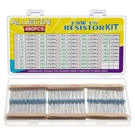 1/8W Metal Film Resistor Kit from 1 Ohm to 6.8M Ohm 48Values 1/8 Watt 1% Resistors Assortment