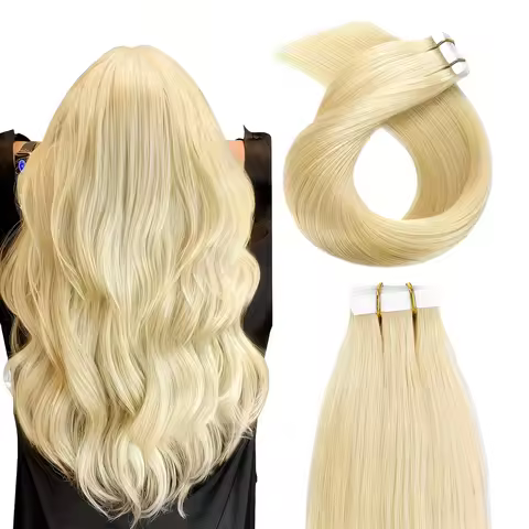 human hair 20pcs/50g Human Hair Blonde 613 Tape In Hair Extensions - Straight Blonde (613) Color, Na