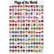 Flags of The World Classroom Poster Reference Chart Country Symbol Educational Teacher Learning Home