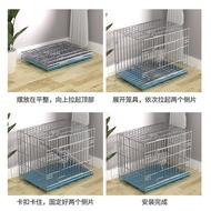 ST/🪁Stainless Steel Dog Cage Folding Cage Small Dog Indoor and Outdoor Dog Cage Thick White Steel Cage Cat Cage Teddy wi
