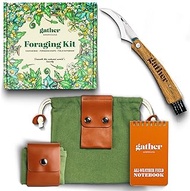 Gather Americana Mushroom Foraging Kit with Foraging Bag, Bushcraft Knife, Field Notebook - Premium Forage Belt Bag Accessories Kit for Mushroom Grow Kit - Foldable for Bushcrafting and Gathering