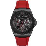 original Guess Men Legacy Black Dial Red Silicon Watch W1049G6 Jam Tangan