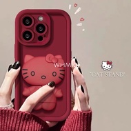 Kate Cat Cartoon Mirror Stand Casing Oppo A7 A5S A5 A3s A12 A12e AX5 A11K AX7 A31 A8 A1K A53 a53s A3