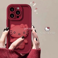 Kate Cat Cartoon Mirror Stand Casing Samsung A12 M12 F12 A04S A14 A02 M02 A02s A03S A13 Lie A11 M11 4G 5g Phone Case Anti drop and shock-absorbing Protection Cover