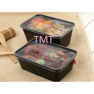 *READY STOCK*1250ML BLACK COLOR MICROWAVE SAFE RECTANGULAR CONTAINER  WITH LID#1250ML LUNCH BOX(50PC