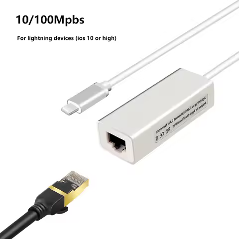 Rj45 Ethernet Ddapter For Lightning to Ethernet For iPhone 14 13 Pro max 12 11 XR XS 8 7 Plus Series