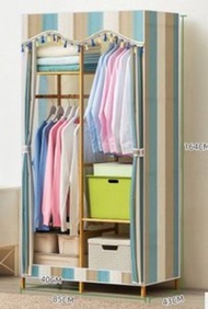 ONE - 落地楠竹實木掛衣架衣櫃(天藍條紋85cm款)