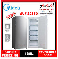 100% real delivery Midea MUF-208SD 188l upright freezer/Super freezer function/5-drawers/reversible 