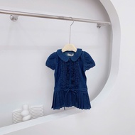 Girls' clothes, TK pleated jean skirt with soft lace 9-25kg V710 Tieu Yen KID