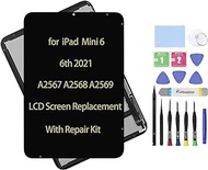 8.3" Compatible with iPad Mini 6 6th 2021 A2567 A2568 A2569 LCD Screen Replacement Display Assembly and Glass Touch Digitizer Premium Repair Kit + Sleep/Wake Sensor (Black)
