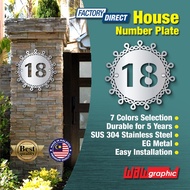 House Number Plate Nombor Rumah 门牌 Stainless Steel 304 白钢门牌 RS106
