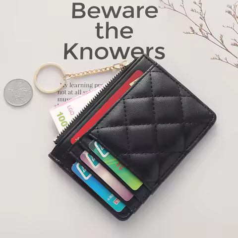 Mini Wallet ID Card Holder Bag with Multiple Card Slots and ID Holder Zipped Coin Purse PU Leather T