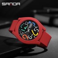 Sanda นาฬิกาผู้ชายกันน้ำนาฬิกาสายรัดซิลิโคนนาฬิกาควอทซ์สีแดงลำลองแฟชั่นใหม่2023 9021