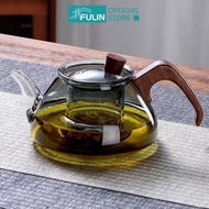 Faly Flower Teapot Antiscalding Wood Handle Heatresistant Glass Teapot Pu'er Chinese Kung Fu Teapot 