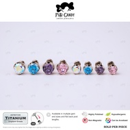 FiBiCandy TPL0025 Eliz ASTM F136 Implant Grade Titanium Piercing Earring Faceted Claw CZ