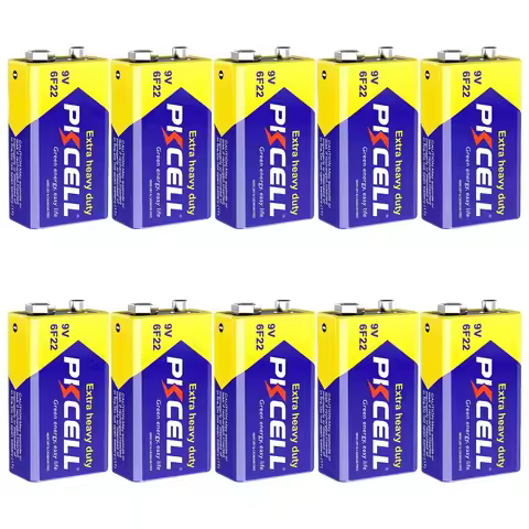 PKCELL 10PC 6F22 Battery PP3 9Volt Carbon Batteria Cell Leak-Proof Smoke Detector Batteries EN22 160