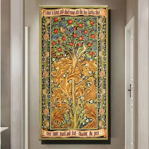 William Morris Abstract Fruit Tree Big Size Diamond Painting Crafts Mosaic Cross Stitch Full Round D