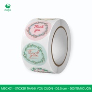 MSCK01 - D2.5 cm - 1 Roll of 500 round thank you stickers, thank you stickers, thank you stickers