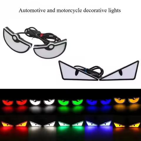 2Pcs LED Devil Eyes Light Demon Eyes Headlight Motorcycle Mini Turn Signal Flasher Tail Lamp Auto De