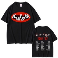 Ready Stock Men Short Sleeve Rock Band Kmfdm Tour 97 Graphic Print T-shirt Summer Men