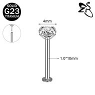 G23 thép titan labret Stud 2/3/4mm khuyên tai đinh tán pha lê Plug-in thiết kế Conch Helix piercing