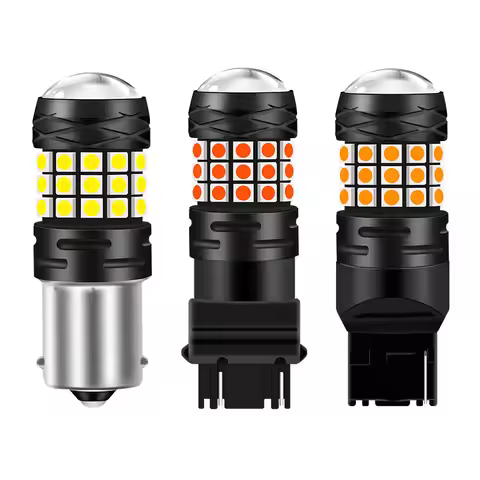 2PCS LED Bulb 1156 1157 7443 7440 3157 1156(Y)T15 LED 3030/42SMD 12-24V Bulbs Turn Brake Lights Reve