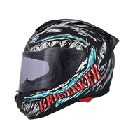 M2R Stop Safety Helmet F-7 3 Bear Warrior Bright Black Blue Lining Removable Built-In Sunglasses Hea