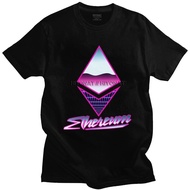 Classic 80s Retro Ethereum T Shirt Men Short Sleeve Crypto Currency Cryptocurrency T-shirt Streetwea