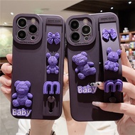 [Spot Delivery in Seconds] [Feels great in hand]Dark Purple Bear Wristband iPhone13promax Phone Case