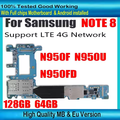 For Samsung Galaxy Note 8 N950F N950U N950FD 64GB Motherboard Unlocked SM-N950F SM-N950FD Logic boar