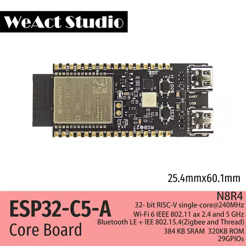 WeAct ESP32-C5-A Development Board Espressif Systems 2.4 & 5 GHz Dual-Band Wi-Fi 6, Chip Revision v1