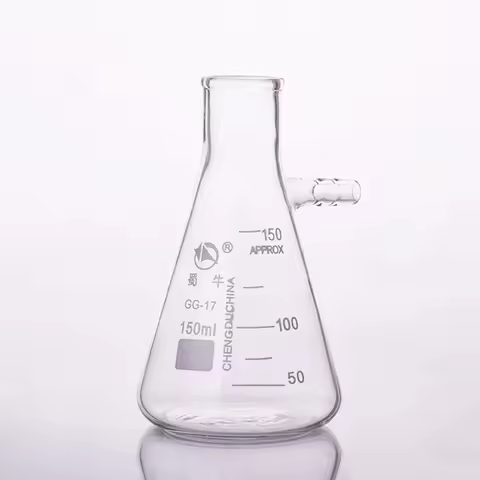SHUNIU Filtering flask narrow neck with graduations,Capacity 50mL-10000mL,Triangle flask with tubule