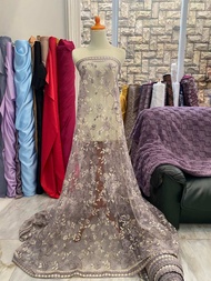 Bahan Kain Kebaya Brokat Tile PEONY SERIES 2Tone Motif Bordir Tumpal Tepi Harga 05m Warna Hitam-Gold