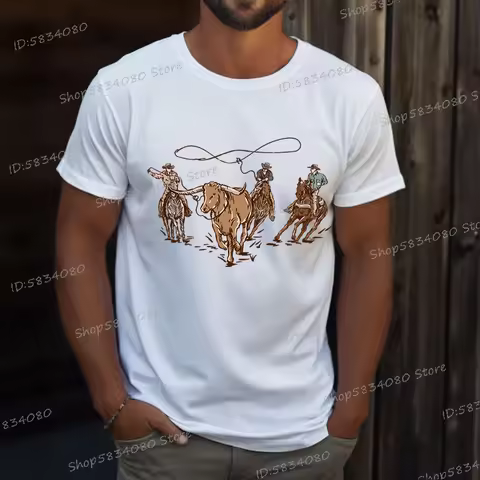 90s Vintage Cowboy T-Shirts Tops Retro Rodeo Outfit Gifts Tie-Dye Fashion Summer Clothes Wild West C