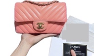 ［附購證］Chanel 香奈兒 mini coco 20 山形紋 人字紋 Classic Flap 金釦 經典口蓋包