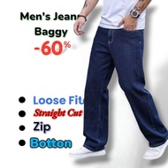 Men's Jeans Loose Fit Long Palazzo Non-Stretchable Ratro Denim Jeans (26-40)