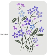 1pc  Forget-Me-Not Stencil 29.7x21cm Flowers Drawing Painting Stencils Plastic Bouquet Stencils Rect