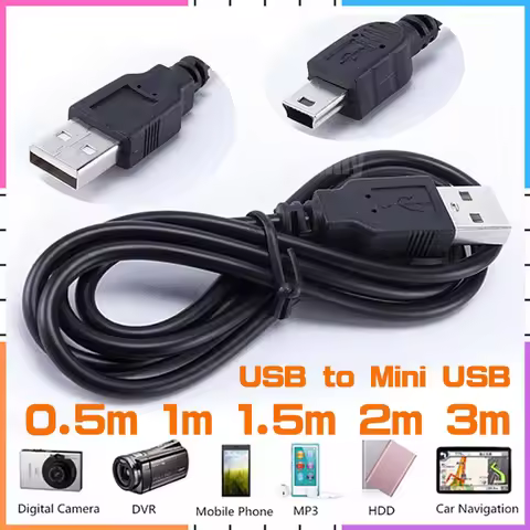 Usb To Mini USB Cable 0.5M/1M/1.5M/2M/3M Mini USB Charger Data Cable 480Mbps 5 Pin B For Camera Mp3 