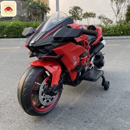 Xe máy điện trẻ em NINJA H2R thể thao bánh có đèn 2 động cơ tải 60KG (Đen-Đỏ-Xanh)