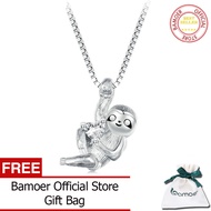 BAMOER สร้อยคอจี้925เงินสเตอร์ลิงสลอธสดใสสร้อยคอสัตว์ห่วงคอสำหรับผู้หญิงของขวัญวันเกิด SCN509เครื่อง