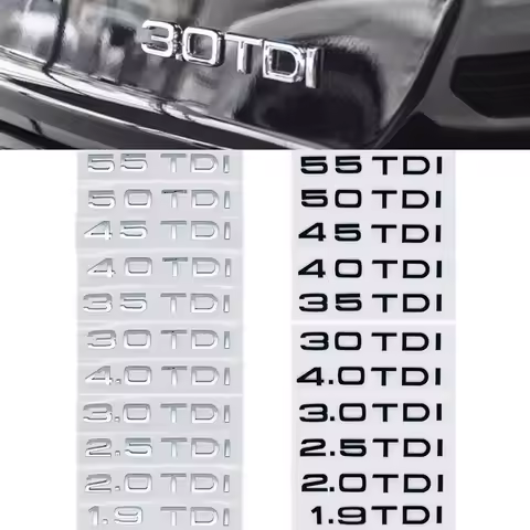 3D ABS Car Sticker For 2.0 2.5 3.0 4.0 TDI 30 35 40 45 50 55 TDI A4 A5 A6 A7 A8 Q5 Q7 Letter Emblem 