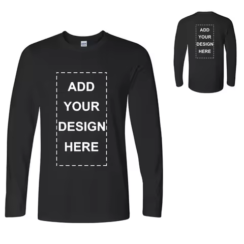 Custom logo cotton t-shirt Spring/autumn men T-shirt home men's long sleeved O-neck solid color casu