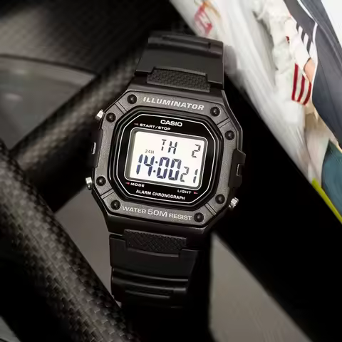 Casio W-218H-1A Retro Digital Sports Watch Multifunctional Waterproof Small Square Travel Portable W