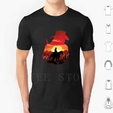 An Illustration Of A Character From Redemption T Shirt Men Cotton 6xl Redemption 2 Redemption Rdr2 A