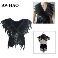 [AWHAO] Artificial Feather Scarf, Cosplay Costume, Shawl, Cape, Scarf for Masquerade Ball