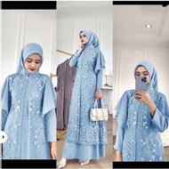 ￼(Jamin RealPict) 2IN1 GEORGINA DRESS INNER + OUTER BRUKAT TILLE PREMIUM / FREE BELT / SET GAMIS MAX