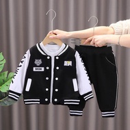 1-5 Year Baby Boy Clothing Set Spring Autumn Cartoon Tiger Baseball Coat Pants 2Pc Children Sport Su