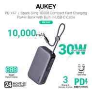 Aukey PB-Y47 Spark Sling 10000mAh 30W Compact Fast Charging Powerbank w Built-in USB-C Cable & Smart