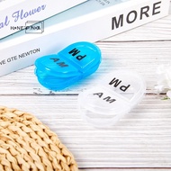 honeypanda 2 Grids Waterproof Pill Organizer Portable Oval Pill Box Pill Container Daily AM&PM Conta